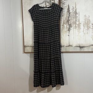 Natural Life Berkley Plaid Cotton Tiered Maxi Dress Size Medium